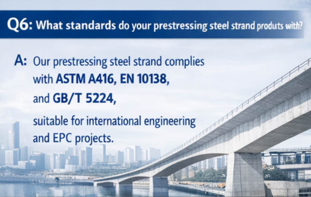 Q6: What standards do your prestressing steel strand products comply with?