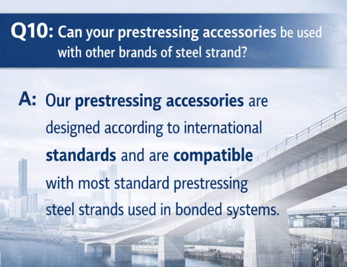 Q10: Can your prestressing accessories be used with other brands of steel strand?
