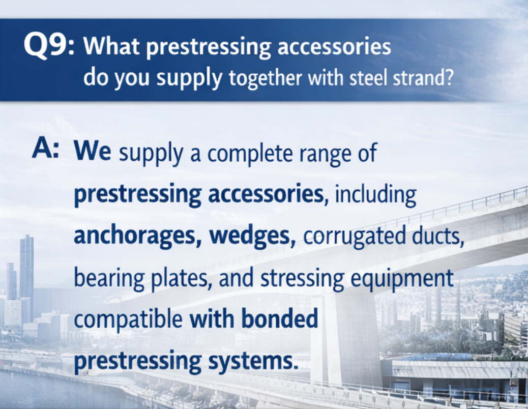 Q9: What prestressing accessoriesdo you supply together with pc strand?