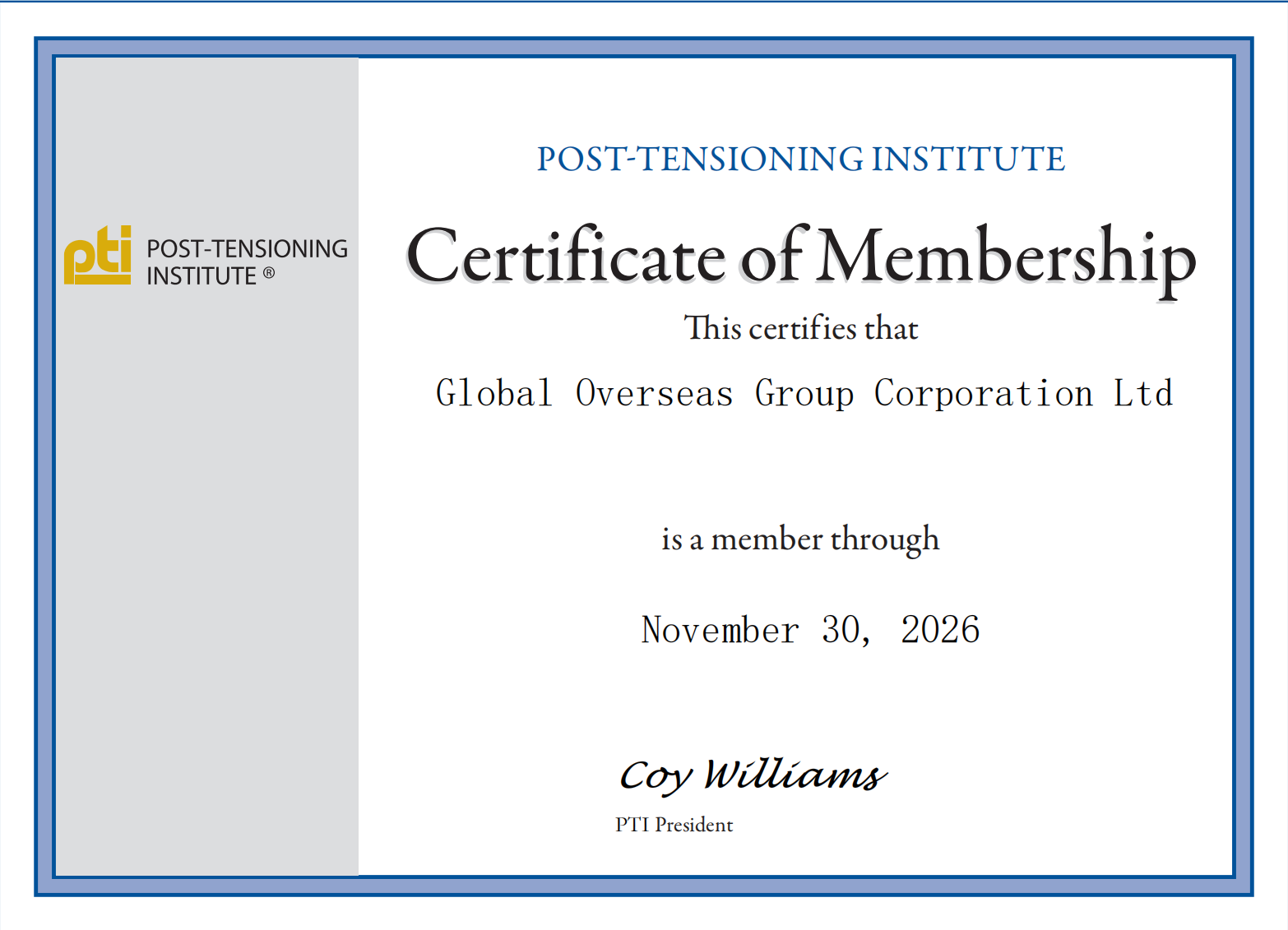 PTI Certificate