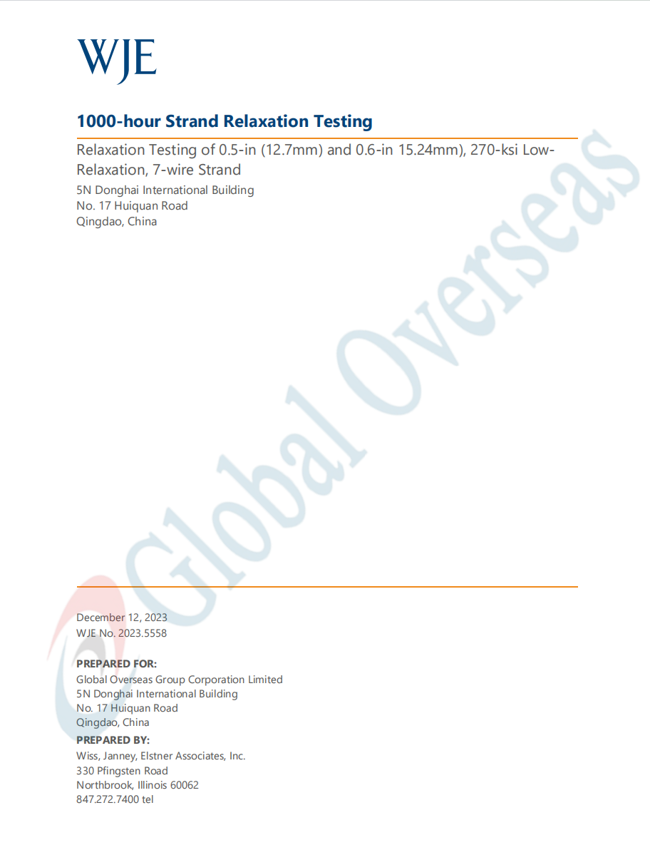 WJE Strand Relaxation Test